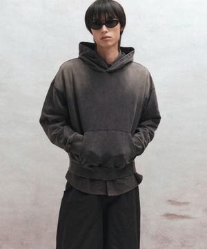 패이디드 크롭 후드 (그레이)