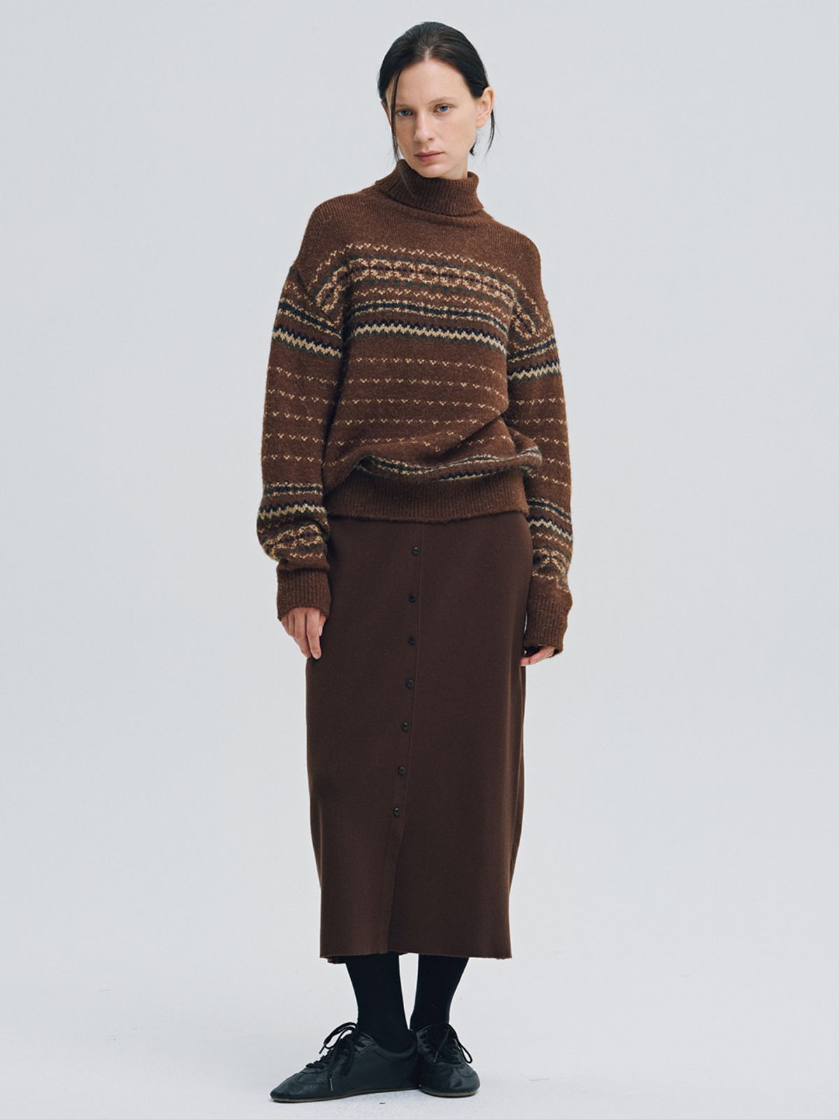 시엔느(SIENNE) Sojeanne Wool Knit Skirt (Brown)