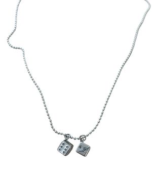 Double Dice Ball Chain Necklace ((streel))