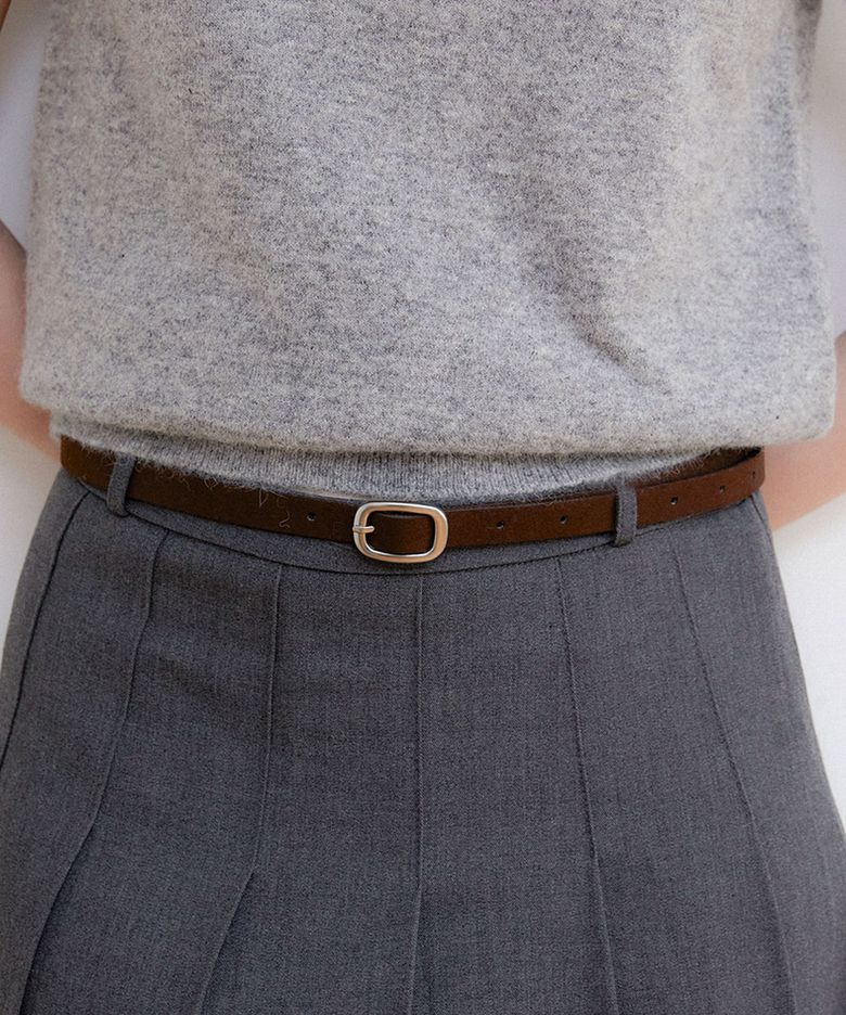round silver buckle suade belt (T035_brown)