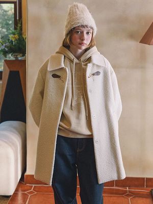 가죽 장식 부클 하프 코트 OW5XHA580