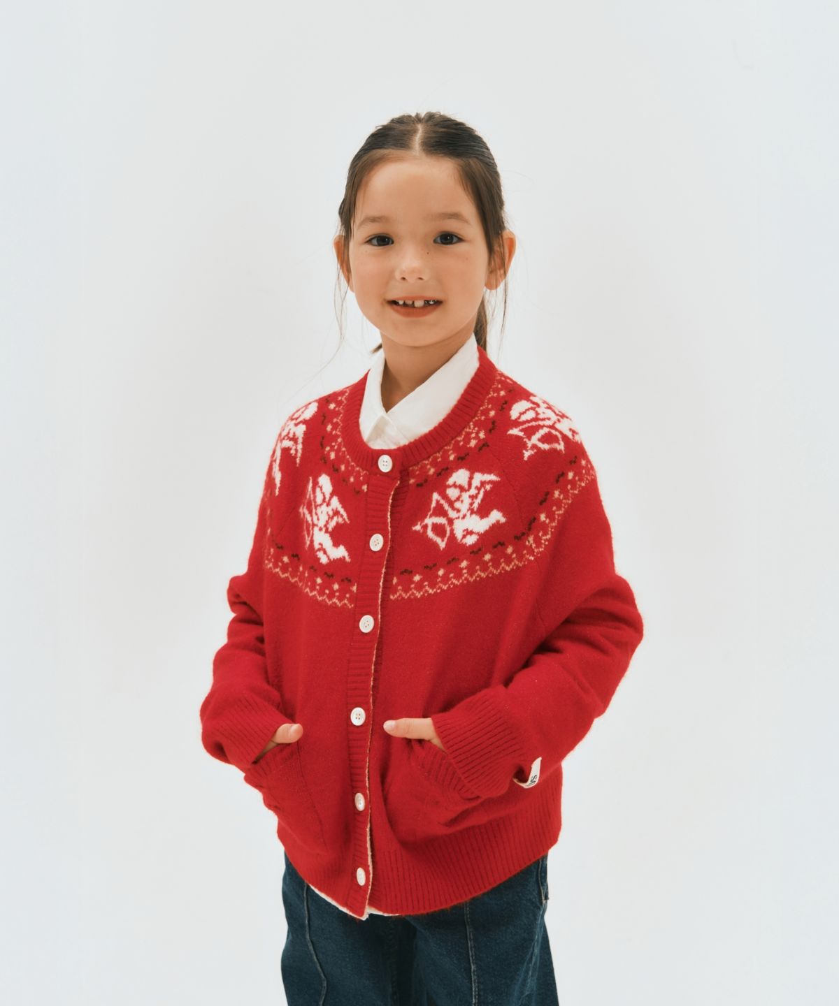 세터 키즈(SATUR KIDS) (K) 홀리데이 엔젤 니트 가디건 레드