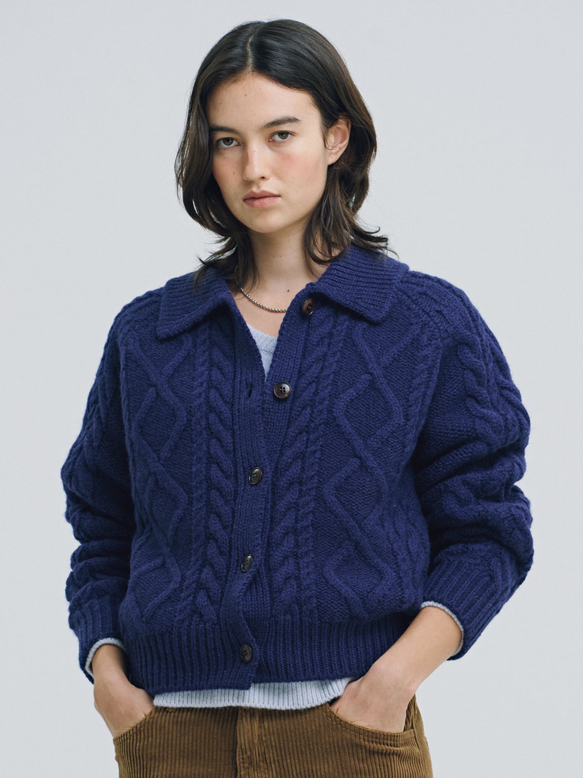 시엔느(SIENNE) Alma Wool 100 Cardigan (Navy)