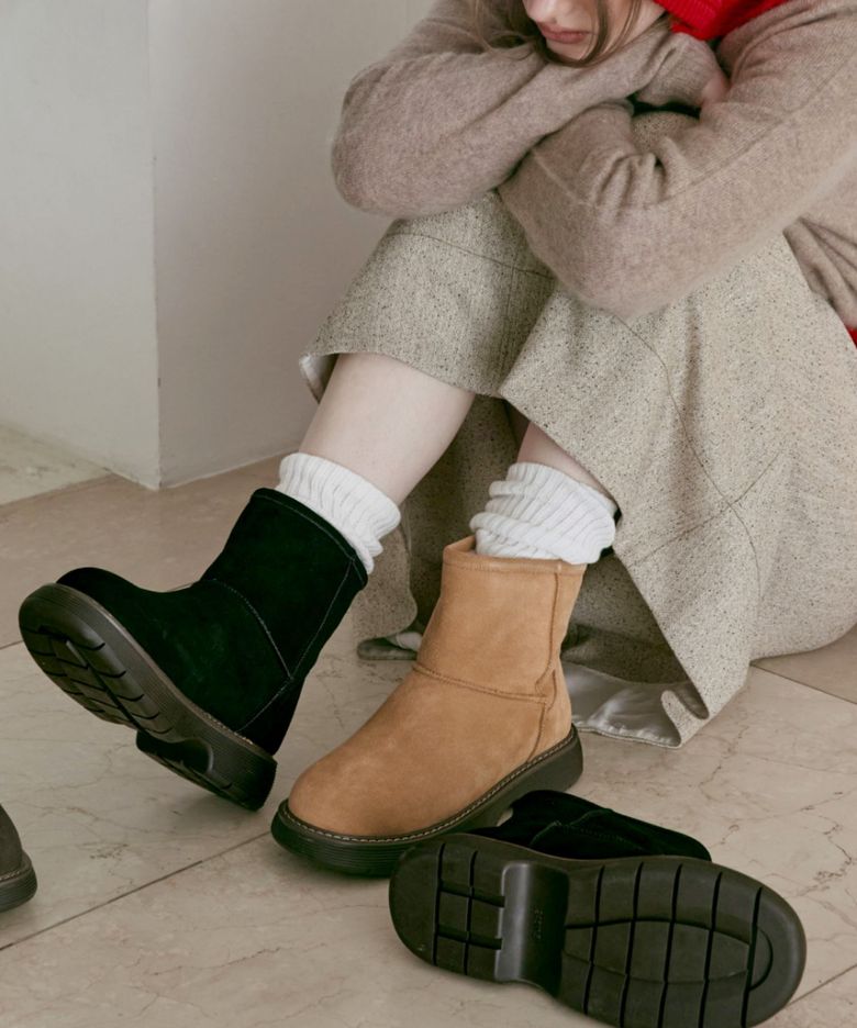 Lomft 소가죽 양털 미들 부츠 4cm -UA9086 (3color)