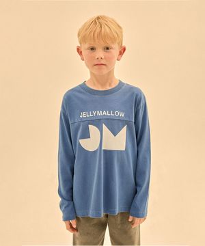 심볼 절개 피그 롱 슬리브 티셔츠_블루