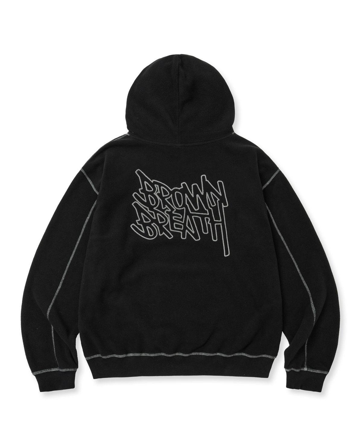 브라운브레스(BROWNBREATH) STITCH FLEECE HOODIE - BLACK