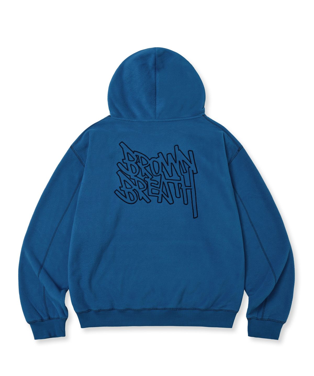 브라운브레스(BROWNBREATH) STITCH FLEECE HOODIE - BLUE