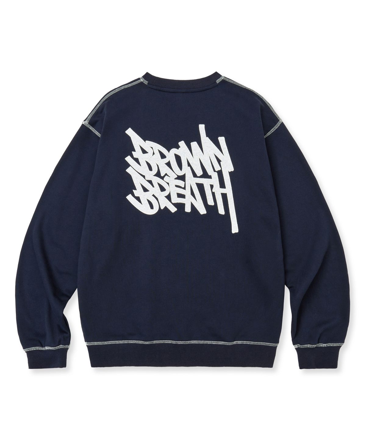 브라운브레스(BROWNBREATH) TAG APPLIQUE CREWNECK - NAVY