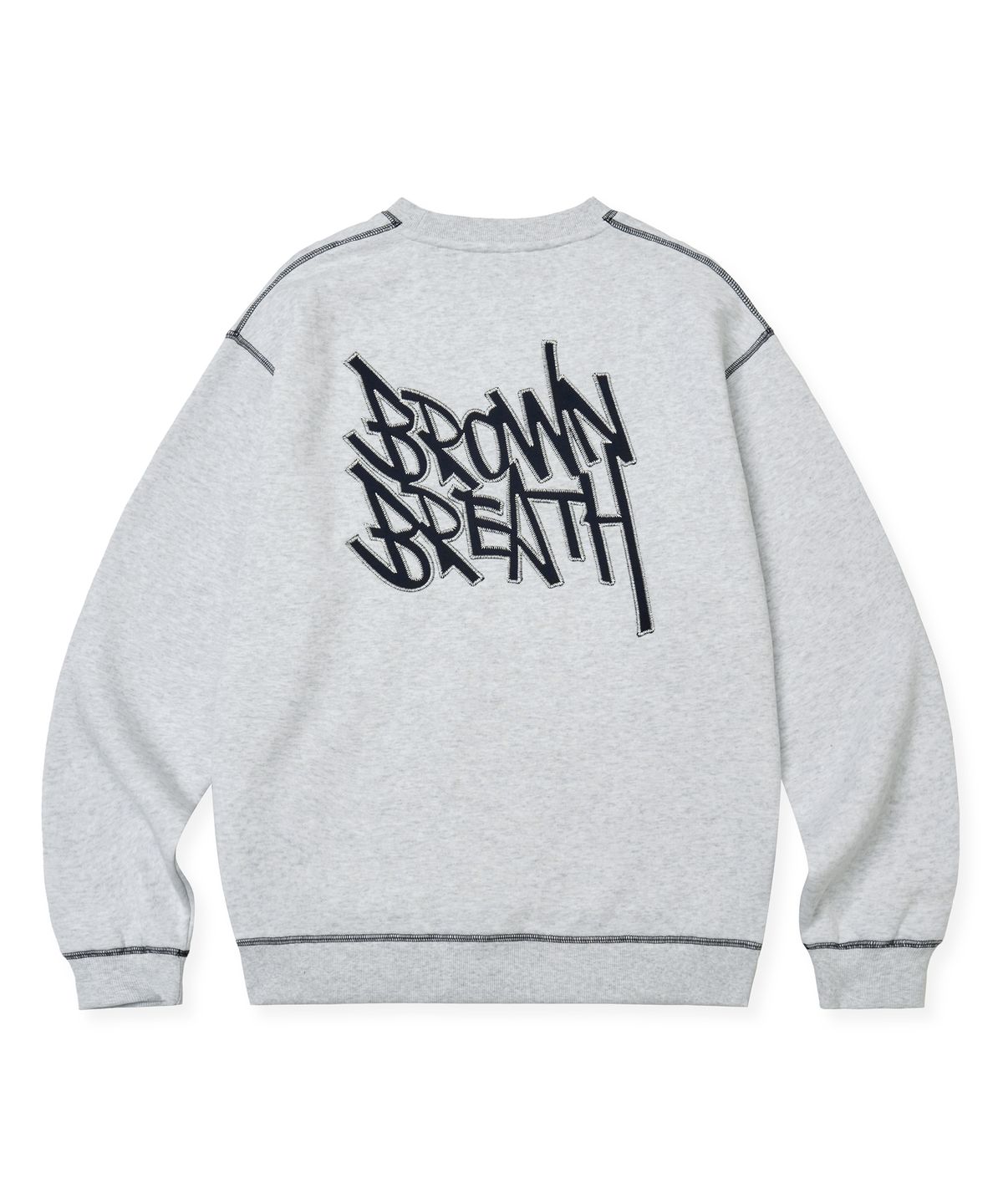 브라운브레스(BROWNBREATH) TAG APPLIQUE CREWNECK - ASH