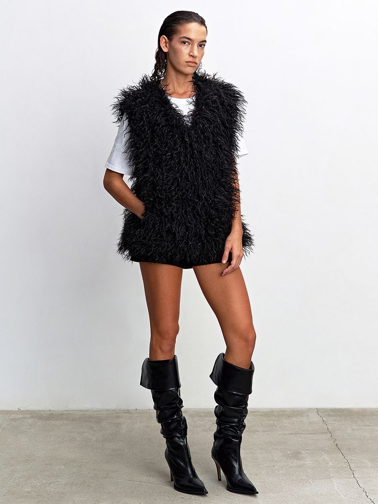 SIA FAUX FUR VEST BLACK