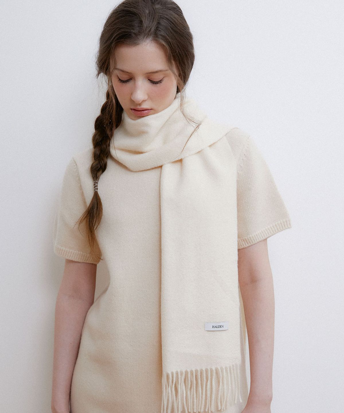 할렌(HALDEN) premium pure cashmere 100 muffler (M043_ivory)