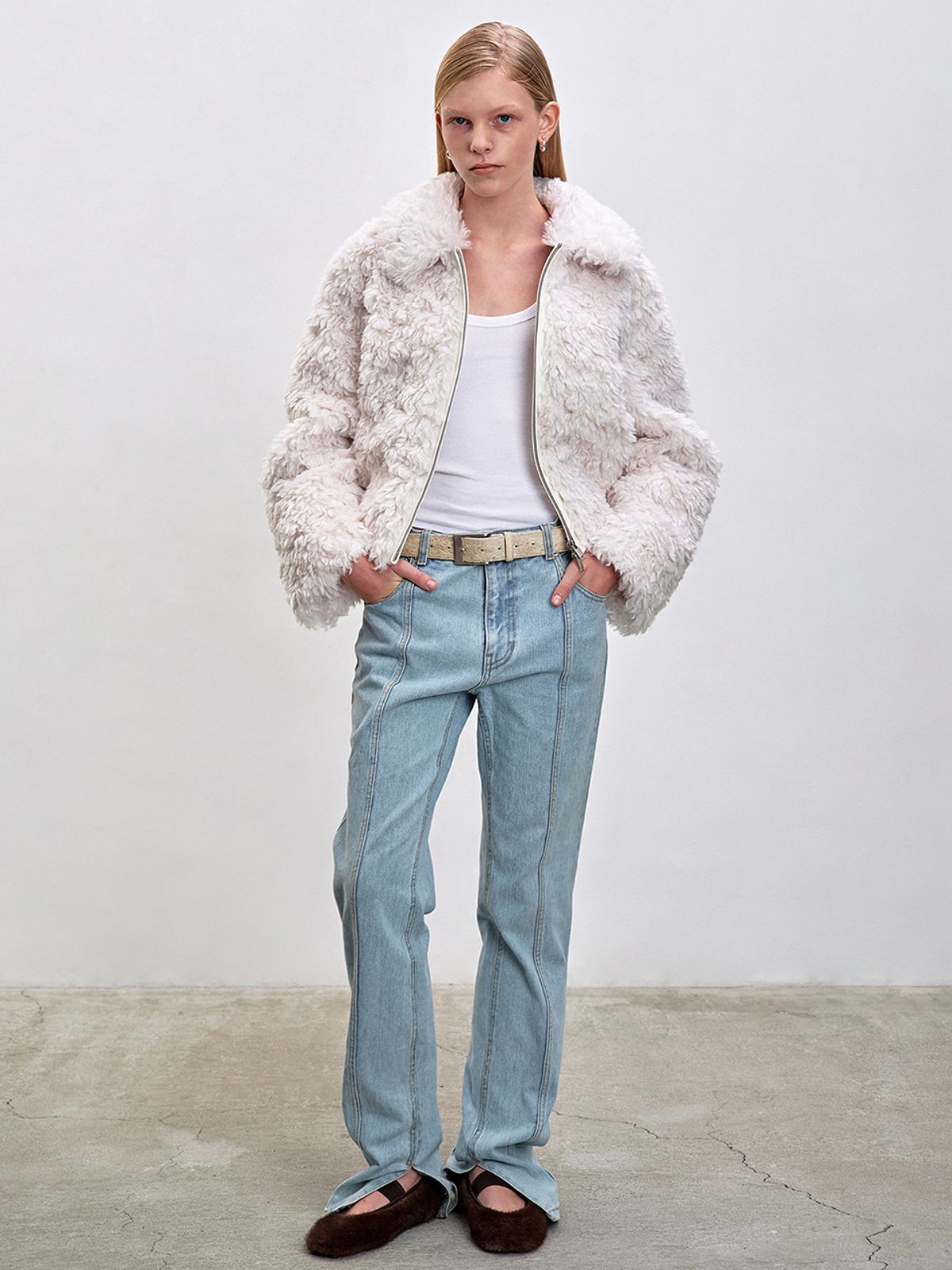 해브레스(HAVELESS) NUE FAUX SHEARLING JACKET WHITE