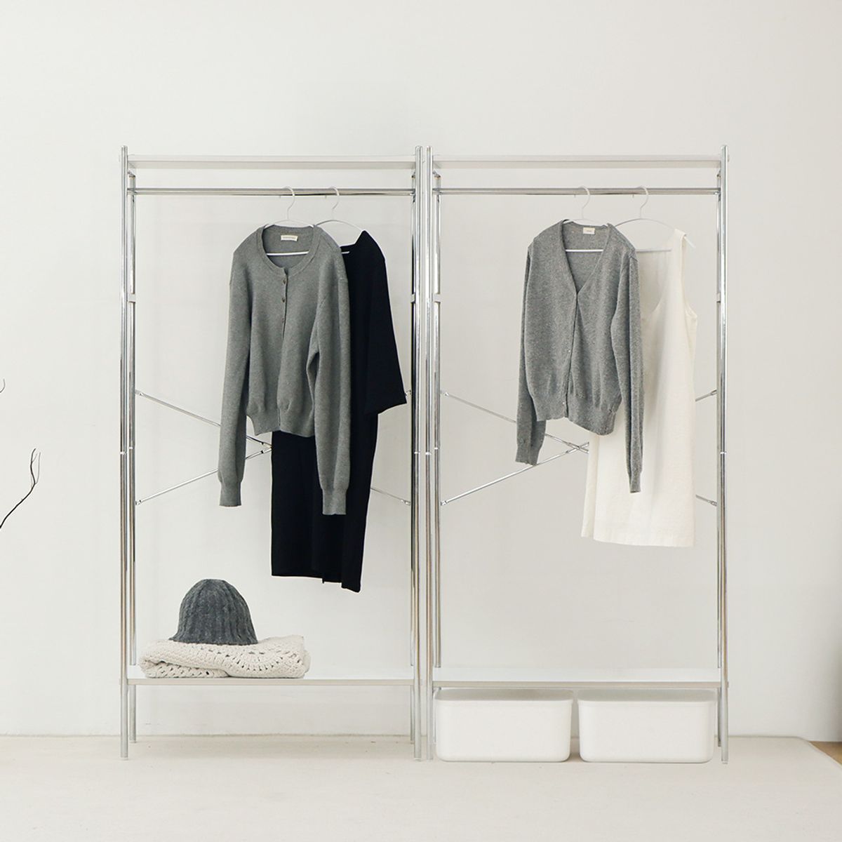 상도가구(SANGDOGAGU) 어반크롬 1600 행거 미드센츄리 드레스룸 원룸 시스템행거