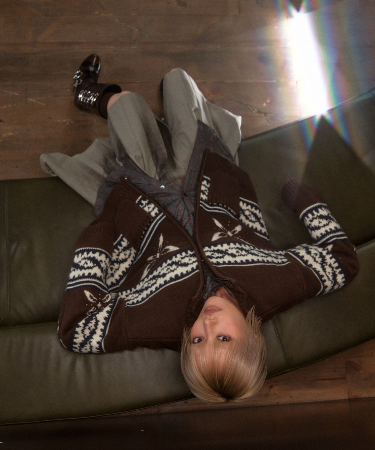 포르테나(PORTERNA) COWICHAN ZIP-UP CARDIGAN JACKET-BROWN