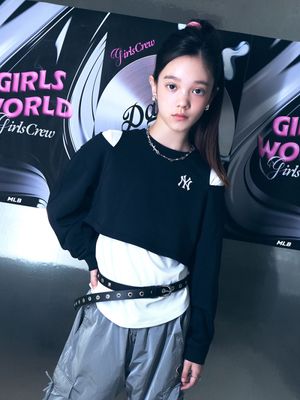 스트릿 베이직 여아 레이어드 맨투맨 NY (Black)