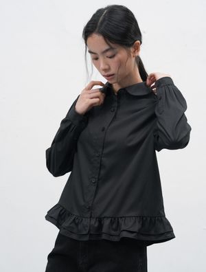 라운드 카라 프릴 블라우스 [BLACK] / WBE3L03513