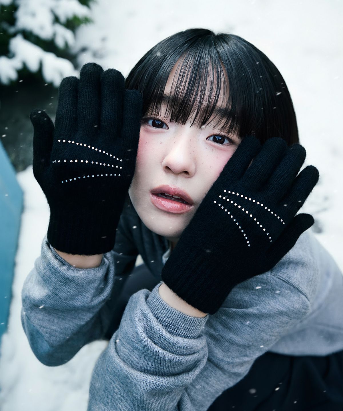 고코리(GOCORI) Meow Gloves 울 장갑 핑거홀