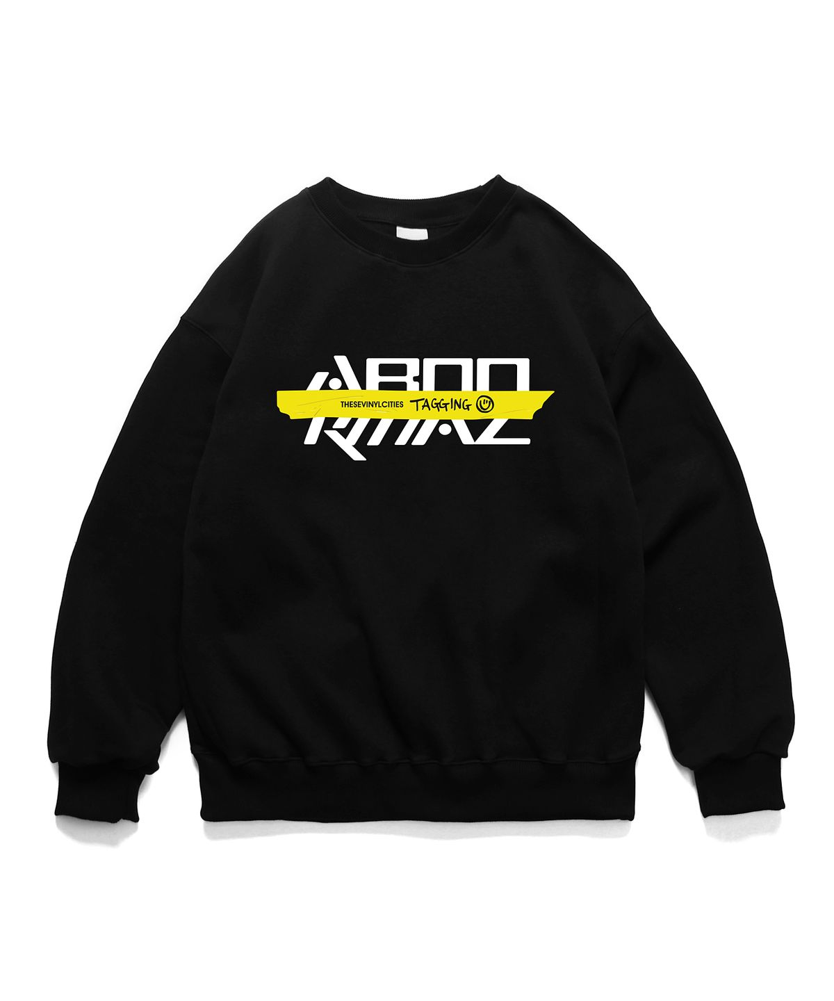 앱놀머씽(ABNORMALTHING) 태깅 루즈핏 맨투맨 블랙 (TAGGING CREWNECK BLACK)