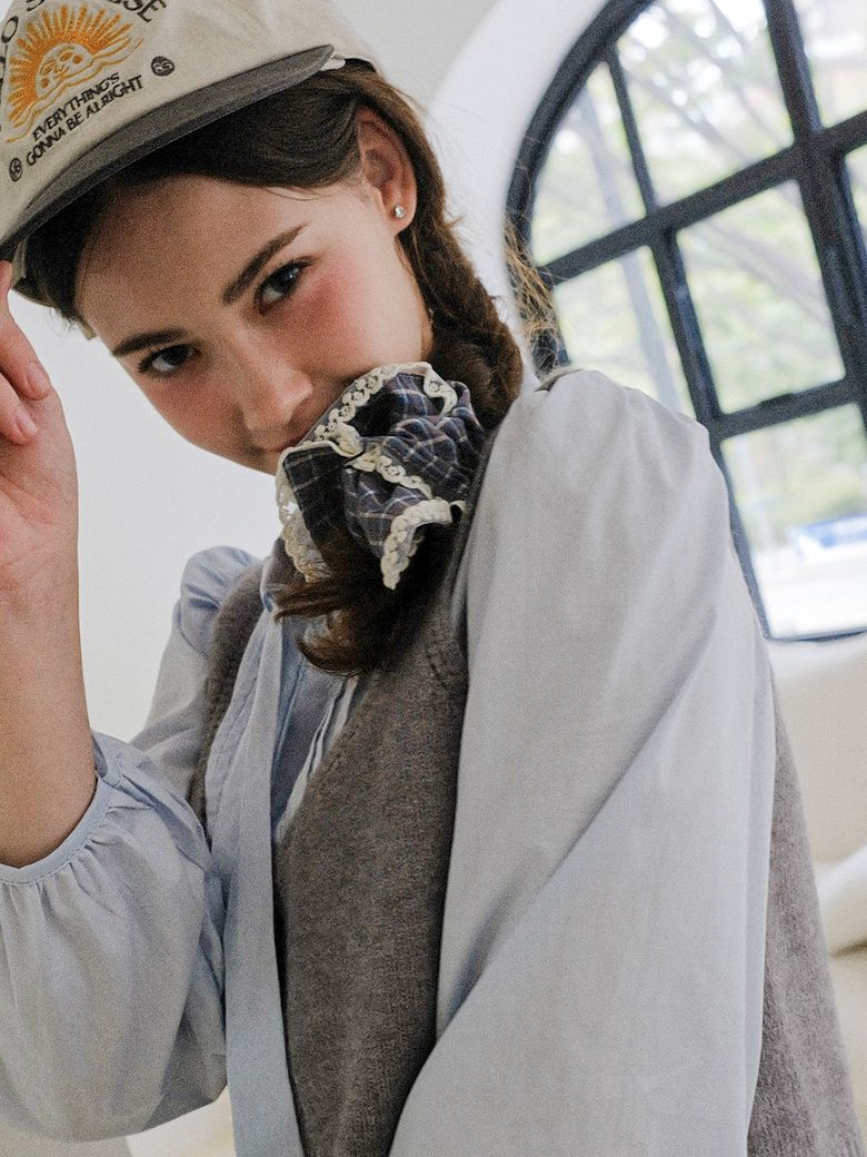 Plaid lovely Scrunchie (NAVY)