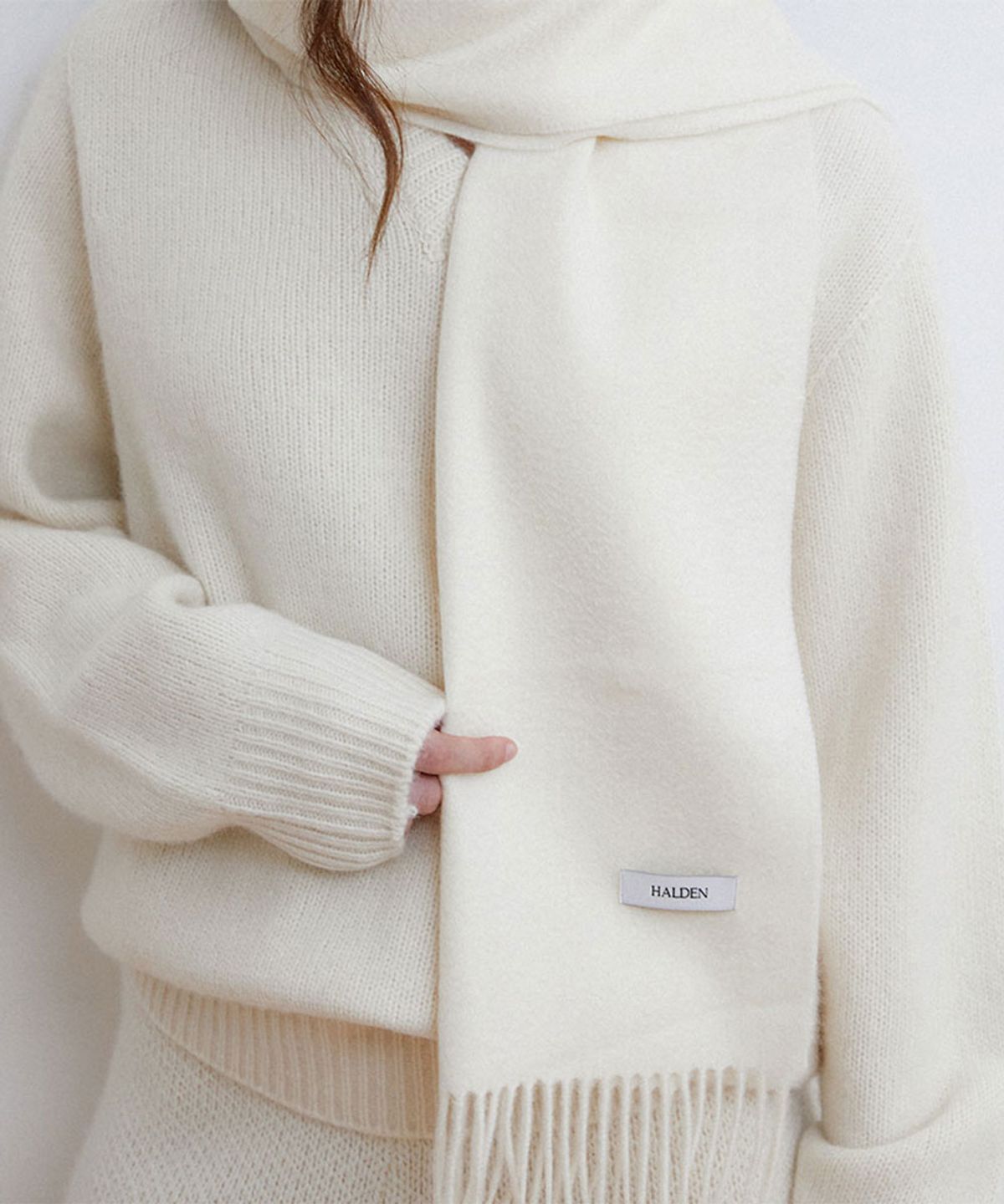 할렌(HALDEN) essential cashmere 100 muffler (M044_ivory)