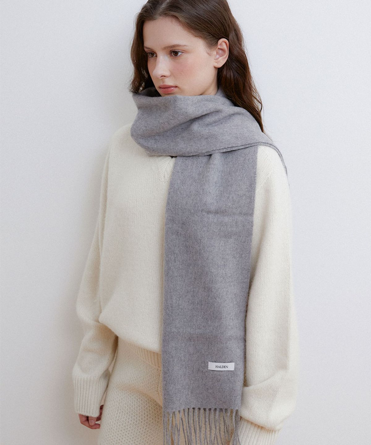 할렌(HALDEN) essential cashmere 100 muffler (M044_grey)