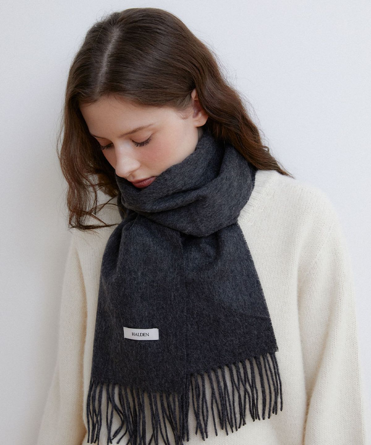 할렌(HALDEN) essential cashmere 100 muffler (M044_charcoal)