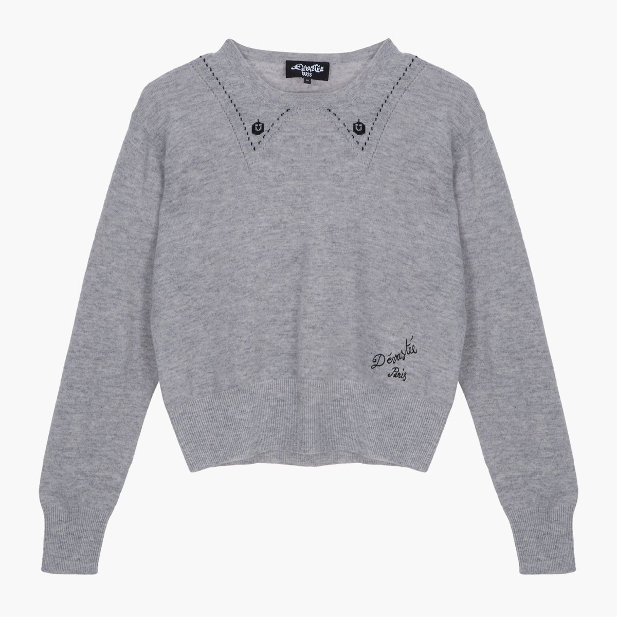 데바스테(DEVASTEE) 카라 자카드 탑 LIGHT GREY (S5FWKT002)