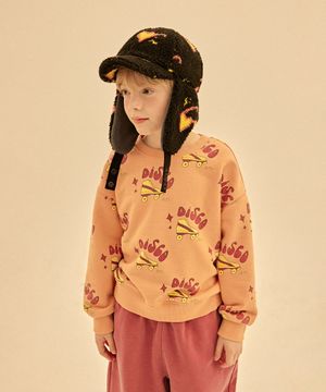 디스코 롤러 올오버 스웻셔츠_피치오렌지