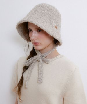 cozy boucle bonnet hat (C069_beige)