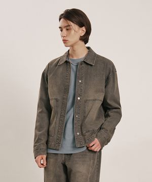 남성 더블 포켓 데님 셔켓 (GREY) (HB9DJ06)