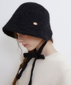 cozy boucle bonnet hat (C069_black)
