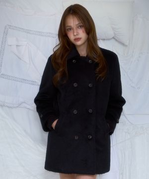 Two-button Wool Half Coat [Black]