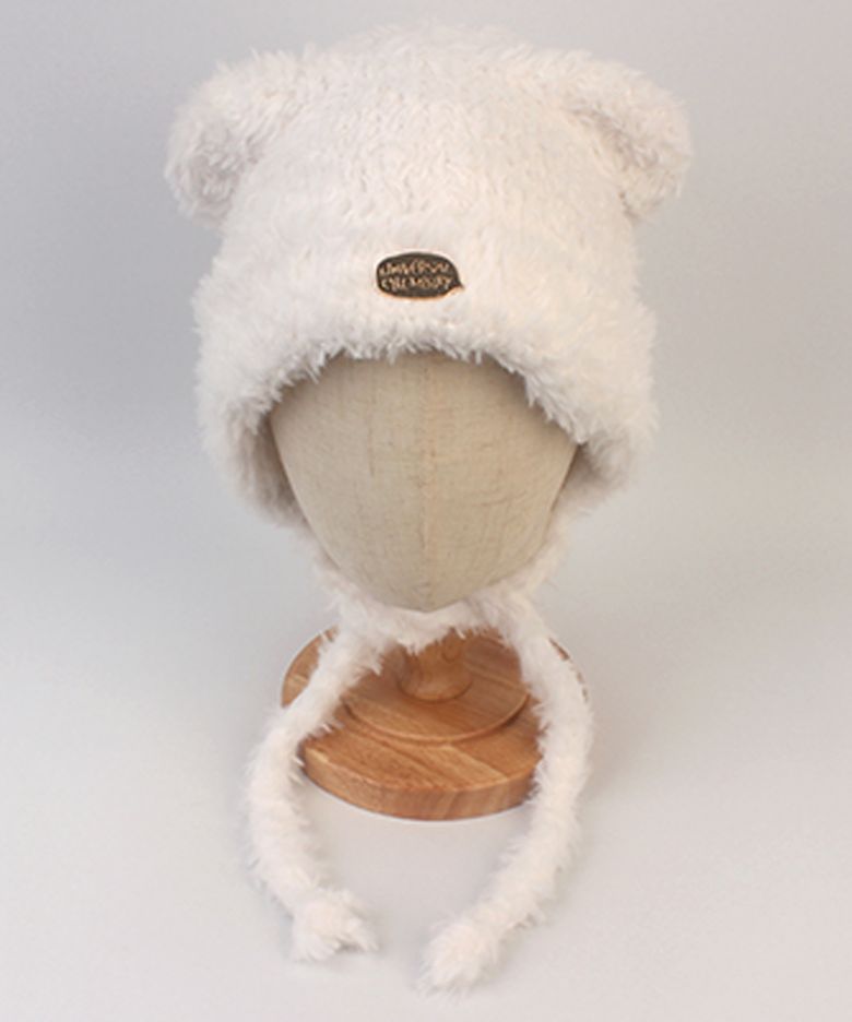 Bear Fur White Bonnet Hat 털모자