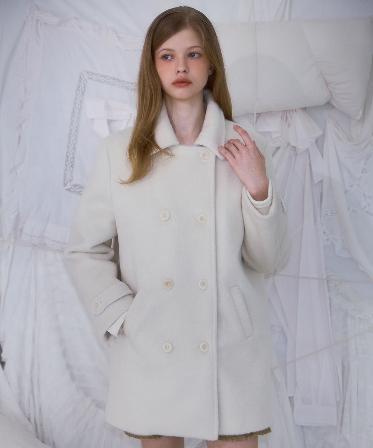 로제프란츠(ROSEFRANTZ) Two-button Wool Half Coat [Ivory]