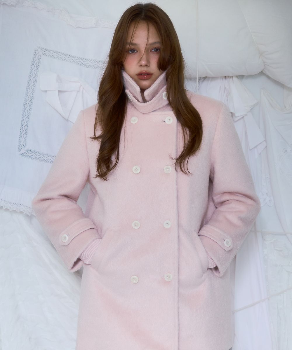 MUSINSA | ROSÉ FRANTZ Two-button Wool Half Coat [Pink]