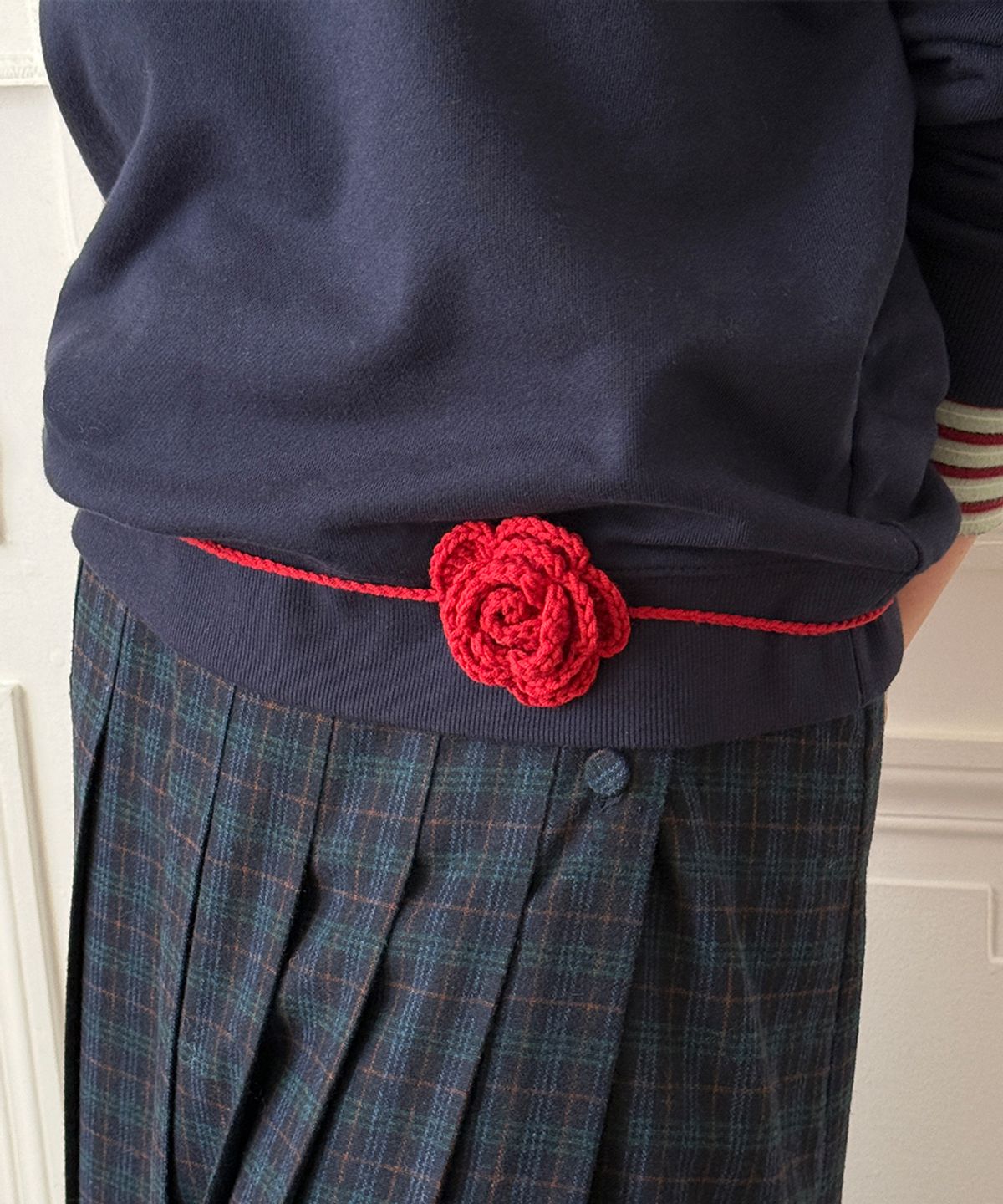 시눈(SINOON) Knit Rose Tie (Red)