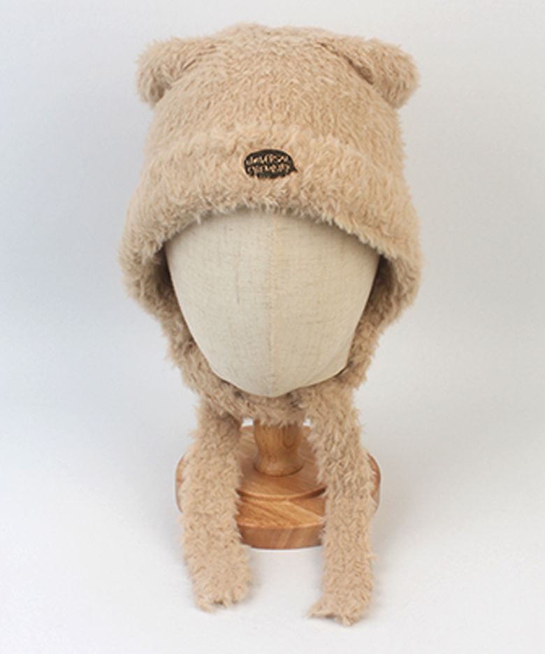 Bear Fur Beige Bonnet Hat 털모자
