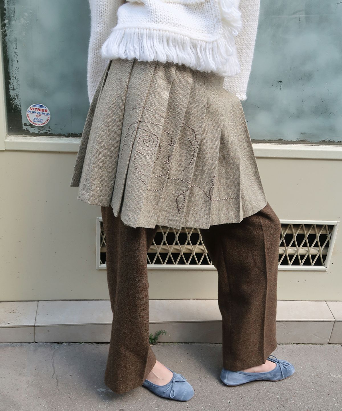 시눈(SINOON) SN Wool Blend Pleated Skirt (Beige)