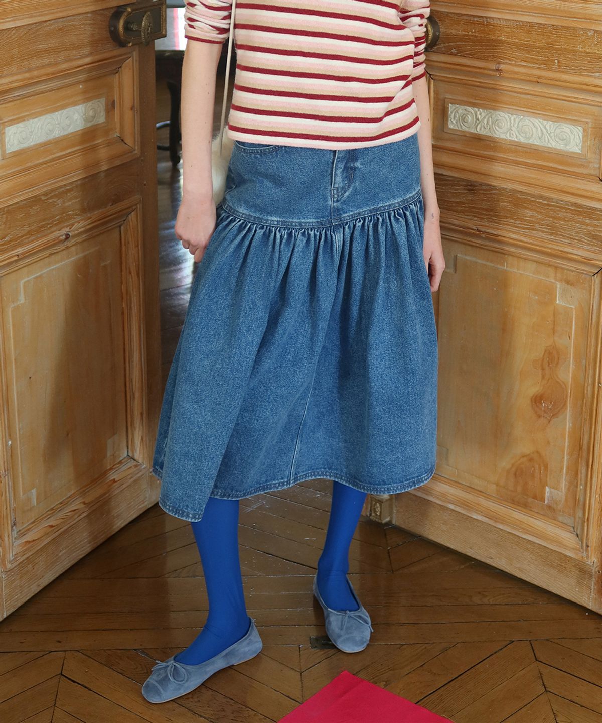 시눈(SINOON) SN Flare Denim Skirt (Blue)