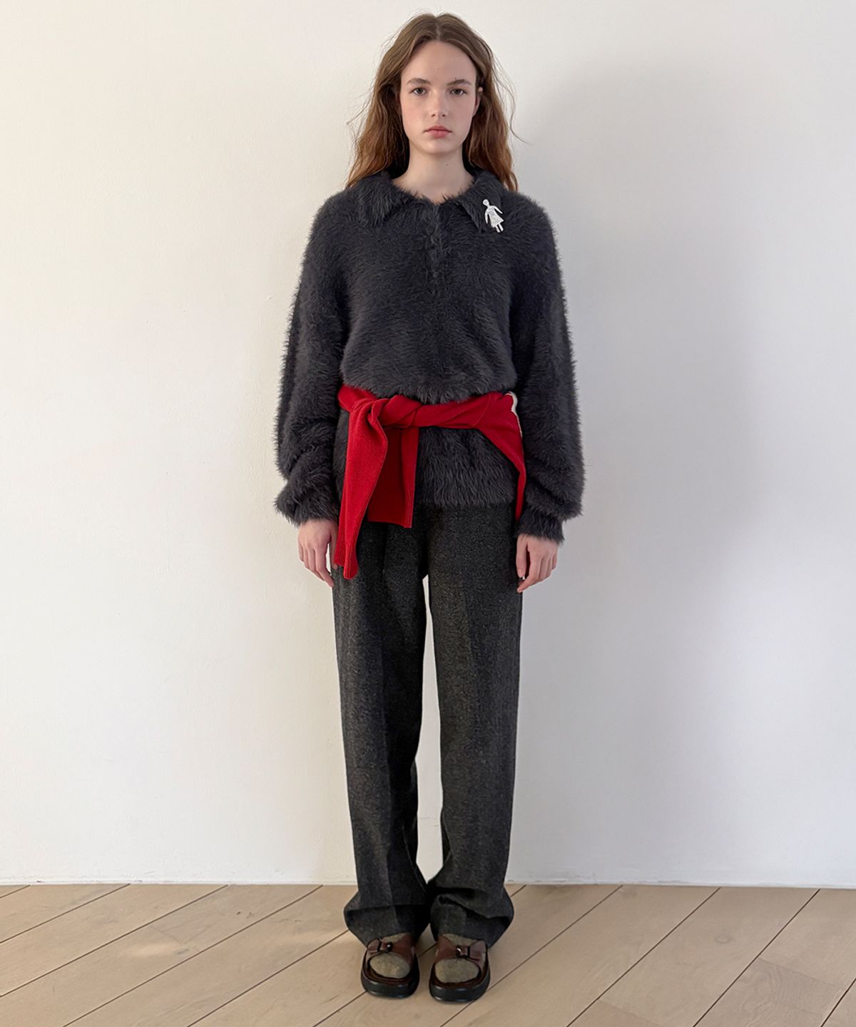 시눈(SINOON) SN Wool Blend Straight Pants (Charcoal)