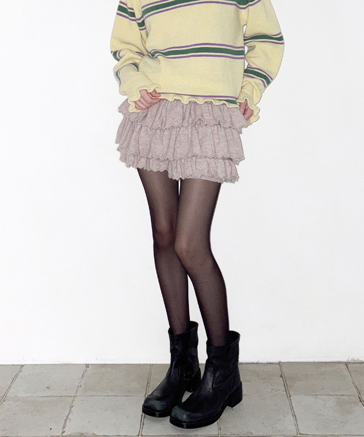 시눈(SINOON) SN Ruffle Knit Pants (Candy)