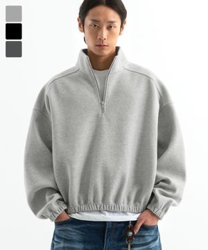 노드 크롭 오버핏 하이넥 반집업  ( 3Color )