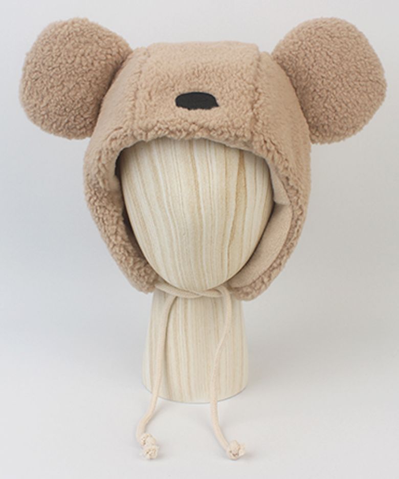 Big Ear Bear Fleece Brown Bonnet Hat 곰돌이모자