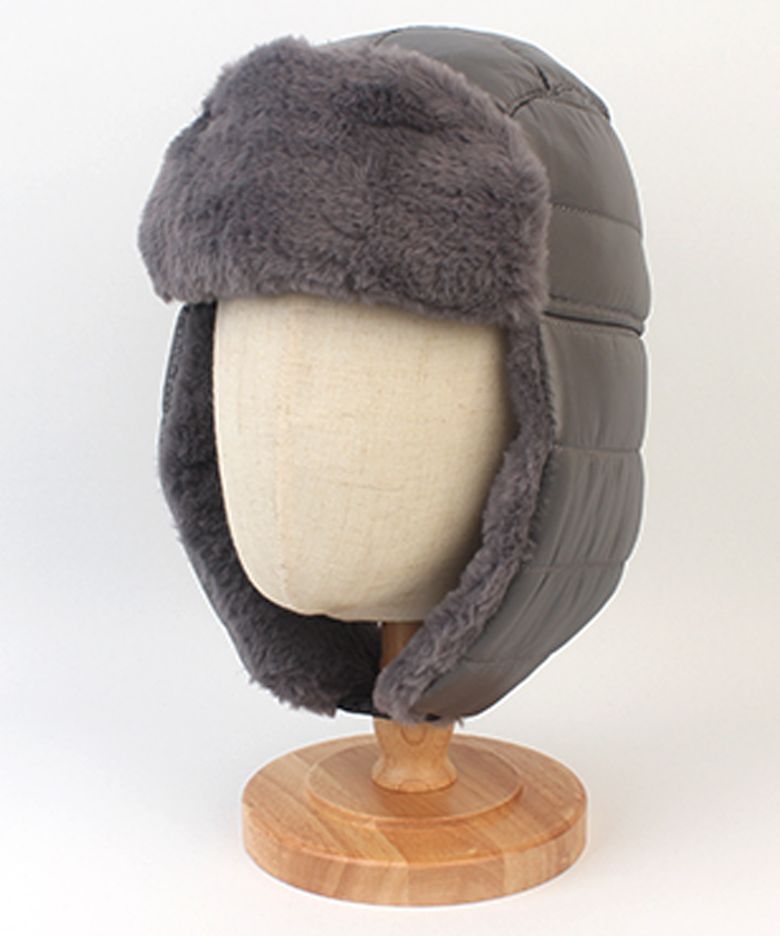Padding Fur Gray Aviator Hat 패딩모자