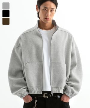 노드 크롭 오버핏 하이넥 풀집업  ( 3Color )