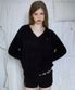 Fur V-neck Knit [Black]