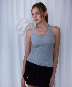 Soft Halter Sleeveless [Gray]