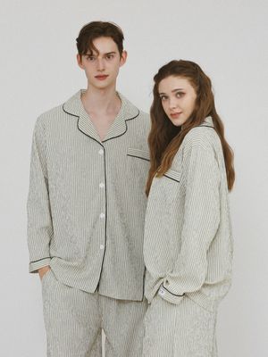 위스퍼 스트라이프 커플잠옷 긴팔 파자마 상하의 세트