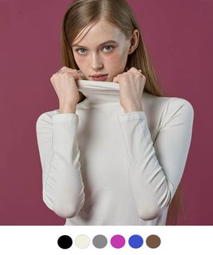 [6colors] 모달 도톰 스킨핏 니트 목폴라 롱슬리브 긴팔 목티 이너