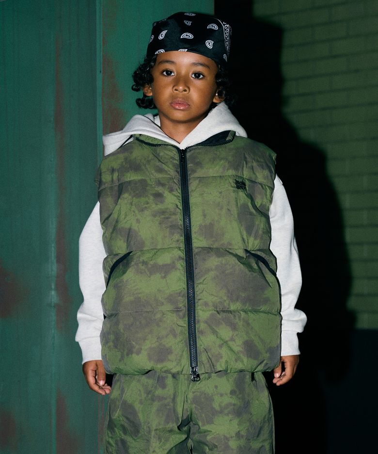 KIDS TIE DYE PADDING VEST - KHAKI